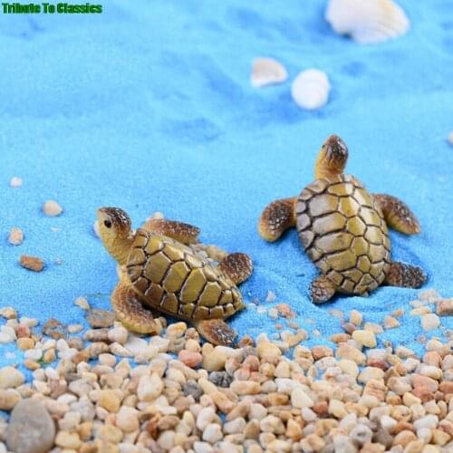 Mini Sea Turtle Model Resin Figurines Fairy Garden Miniatures DIY Terrarium Landscape Decoration Artificial Fish Tank Acessories