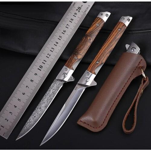 9.3'' damascus steel M390 multi-function outdoor sharp hunting knife tactical folding knife portable pocket knife Tool + holster