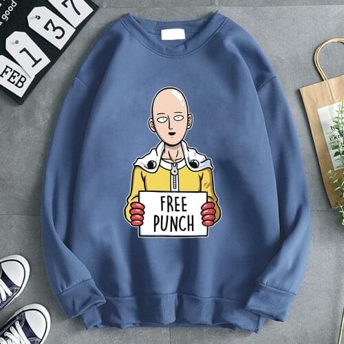 One Punch Man Saitama Sweatshirts Japan Harajuku Hip Hop Mens Hoodie Fleece Loose Pullover Autumn Fashion Casual Male Sweatshirt