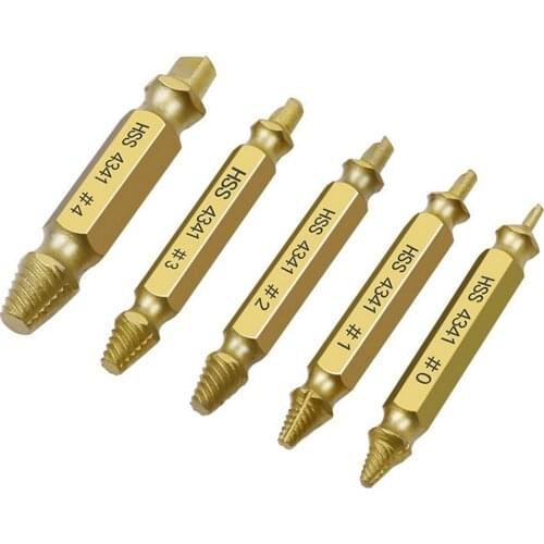 5pcs Material Damaged Screw Extractor Drill Bits Guide Set Broken Speed Out Easy Out Bolt Stud Stripped Screw Remover Tool