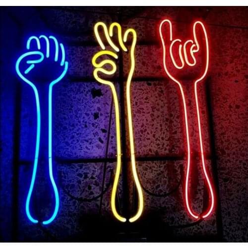 Neon Sign Come On Okay Gesture Neon lightS Neon Wall Sign Window Advertise Lamp Decorate Home color Handmade Real glass TUBE