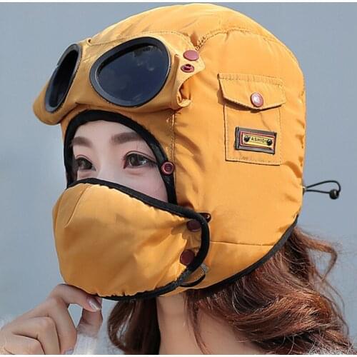 New Fashion Warm Cap Winter Men Original Design Winter Hats For Women Kids Waterproof Hood Hat With Glasses Face Cover