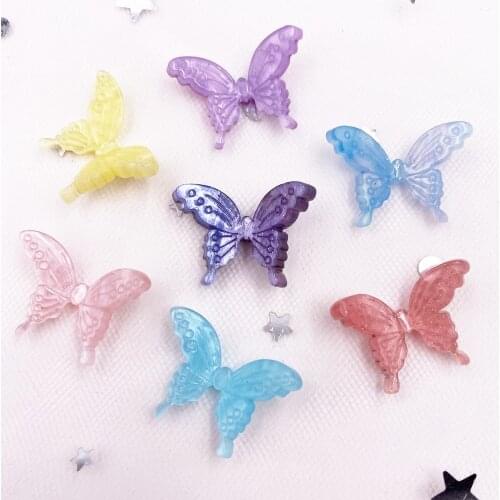 New 14PCS Colorful 3D Wheel Big Butterfly Flatback Rhinestone Appliques Scrapbook DIY Wedding Accessories Ornaments SJ13