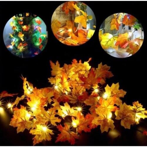 2/3/4M Fall Maple Leaves LED Fairy String Light Leaf Lamp Garland Party Christmas Hanging Ornament Thanksgiving Halloween Decor