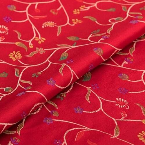 Brocade Silk Fabric Satin Flower Fabrics For Sewing Material For DIY Dress Fabric 50*75cm