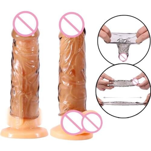 Realistic Penis Pump Dildo Enlarger Condoms Soft Durable Penis Extender Sex Toys For Men Penis Sleeve Adult Products Masturbator