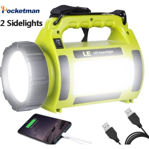 65000LM Portable Handheld LED Work Light USB Rechargeable Searchlight Waterproof Spotlight 3600mAh Power Bank Camping Light