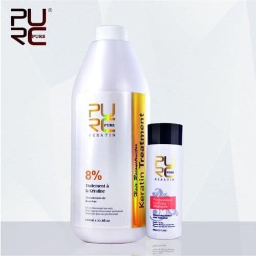 PURC High Quality 8% Formlain 1000ml Brazilian Keratin Hair Treatment 100ml Purifying Shampoo Repair Damaged Hair Care Products