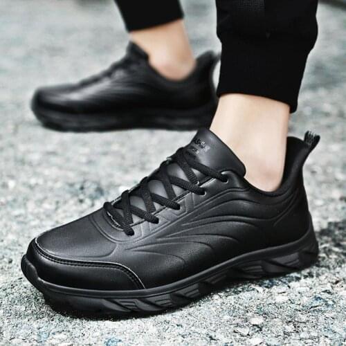 Plus Size Autumn Mens Sports Shoes PU Leather Sneakers Man Sport Shoes Male Running Shoes Black Basket Deporte Jogging GME-1563