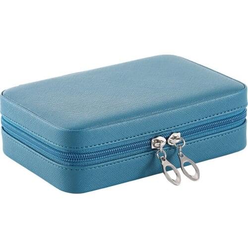 Luxury Zipper Girls Jewelry Storage Boxes Organizer Mirror Smooth Leather Display Holder Case Women Travel Gift ON SALE