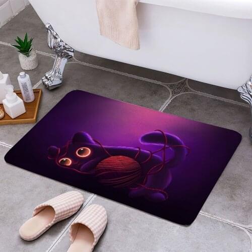 Cute Kitty with ball 3D Print Doormats Rectangle Non-Slip DoorMat Bedroom Kitchen Entrance Print Door rugs Dropshipping