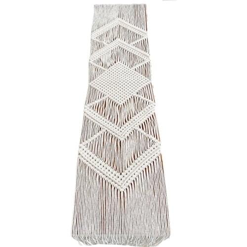 Table Runner Bohemian Table Tapestry Handwoven Boho Wedding Table Decoration Bedding Blanket Milky White Woven Table Runner