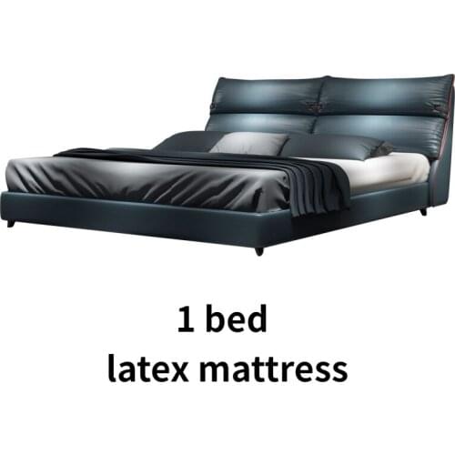 Modern minimalist head leather leather bed 1.8m master bed double wedding bed Nordic bed soft back bed