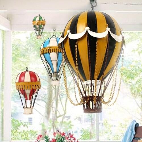 Modern Wrought Iron Hot Air Balloon Wall Decoration Accessories Hotel Wall Hanging Crafts Home Livingroom Wall Sticker Ornaments