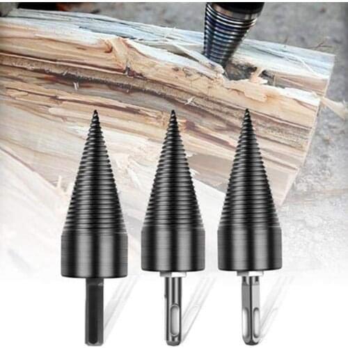 Firewood Drill Bit Wood Splitter Screw Cone Drill Bits Hex Shank Log Breaker Reamer Woodworking Tools for Electric Drill Machine