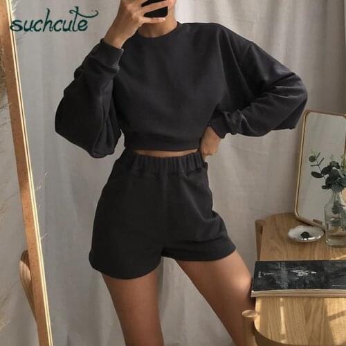 SUCHCUTE Lose Weight Hoodies women casual Sweatshirts Hoody Top Y2K aesthetics oversize 90s O-neck Gothic clubwear