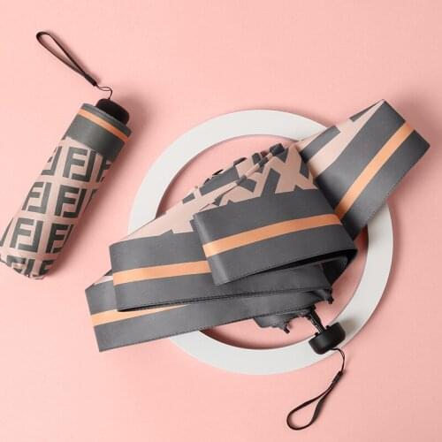 Ultra-light mini compact and portable five-folding black glue sunscreen and protection umbrella rain and sun dual-use umbrella