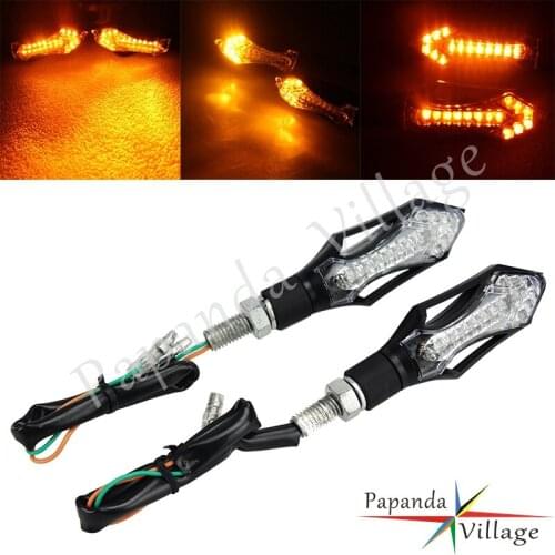 Universal Motorcycle 14 LED Turn Signal Lights Amber Blinker Rear Brake Tail Lights for Harley Cruiser Honda Kawasaki BMW Yamaha