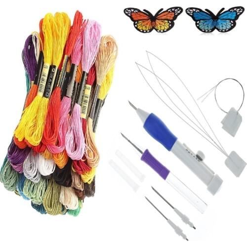 Magic DIY Hand Embroidery Pen Patch Knitting Sewing Tool Kit Punch Needle B88