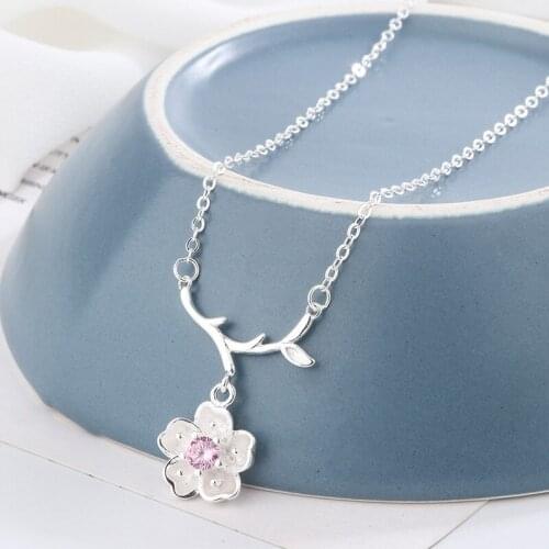 YSH new 100% 925 sterling silver cherry blossom petal pendant necklaces 2020 woman luxury jewelry Mother Day gifts free shipping