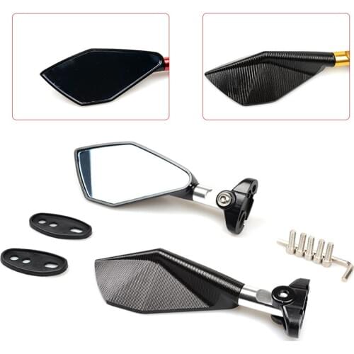 Universal Aluminum Carbon Motorcycle Mirror Moto Rear Side Handlebars Blue Glass Mirror for honda yamaha kawasaki Z750 Z800