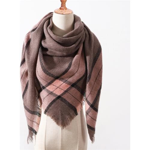 2020 Winter Scarf Women Knitted Plaid warm Scarves Triangle Shawls Wrap Warm Cashmere female Pashmina foulard echarpe bandana