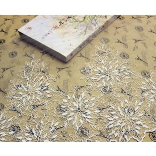 1 yard 30cm Width Beige High Quality Clothing Material DIY Craft Wedding Embroidery Lace Trim