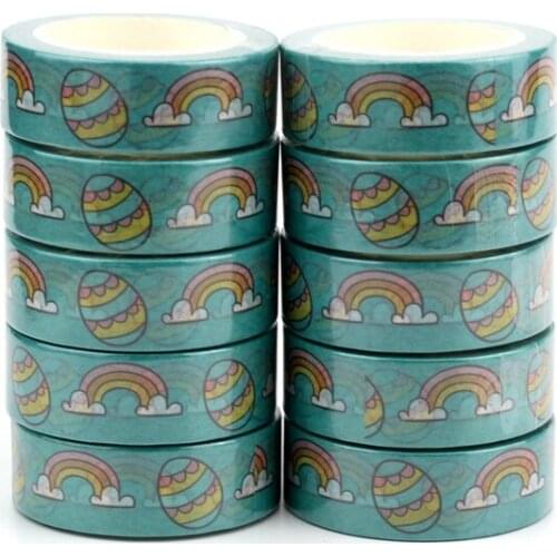 10pcs/Lot Decorative Easter Eggs and Could Rainbow Washi Tapes Paper Scrapbooking Planner Adhesive Masking Tape Cute Stationery