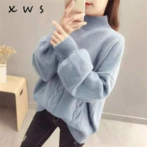 2019 casual oversize Autumn Winter turtleneck Sweater Pullover Women Long Sleeve loose Basic female thick Knitted Sweaters