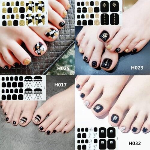 22tips/sheet Korea Fashion Black Color Nail Sticker French Full Nail Wraps Nail Polish Sticker Japanese Nail Art Dropship