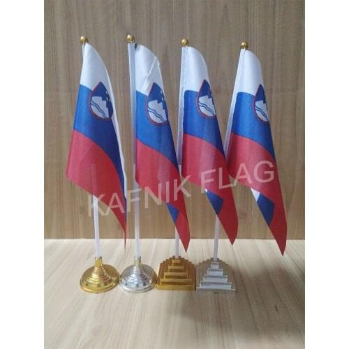 KAFNIK,5/10pcs a lot Slovenia table desk flag banner 14*21cm flag /Plastic flags or suction cups for your choice free shipping