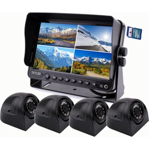 9" DVR Recorder Monitor Car Rear View Camera System 4 x Side Camera for Truck Caravan Trailers Harvester