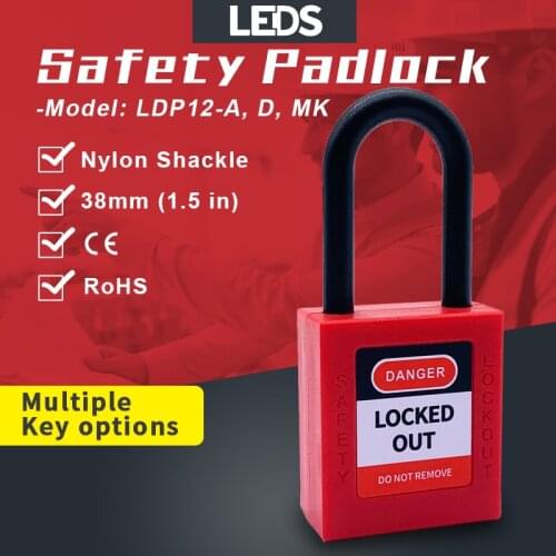 Safety Padlock 38mm Nylon Shackle Non Conductive Plastic Energy Isolation LOTO Lock Same Or Different Key LEDS LDP12