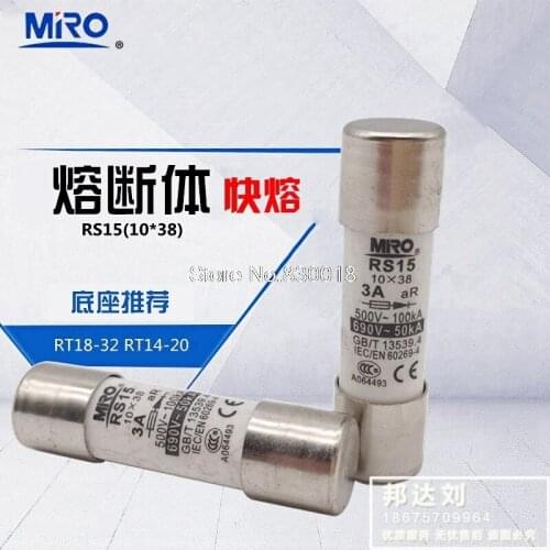 MRO Mingrong RS15-3A 10*38 Cylinder Cap Shape Fast Fuse RS15 3A Fast-Acting-100pcs/lot
