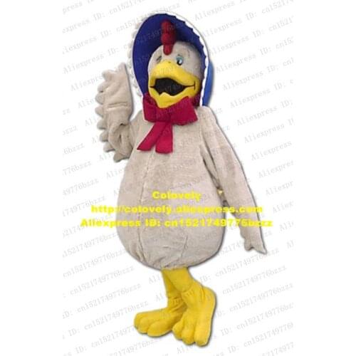 Elegant White Hen Chicken Chook Chick Mascot Costume Mascota Fancy Dress Yellow Sharp Mouth Big Globe Belly Claws No.8800
