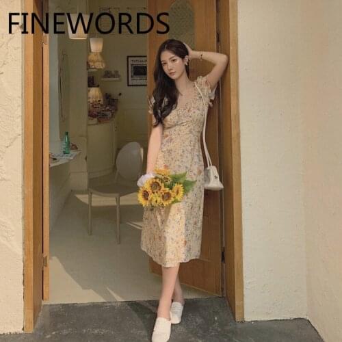 Желтые летние платья FINEWORDS China At AliExpress
