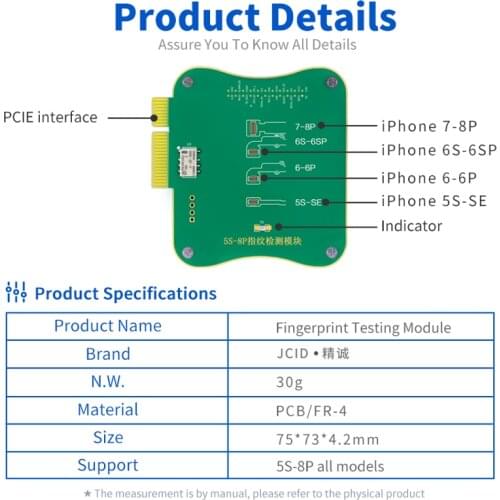 JC FPT-1 Fingerprint Testing Module for iPhone 5S 6g 6p 7 7p 8 8p Fault detection Fingerprint Testing Module serial number readi