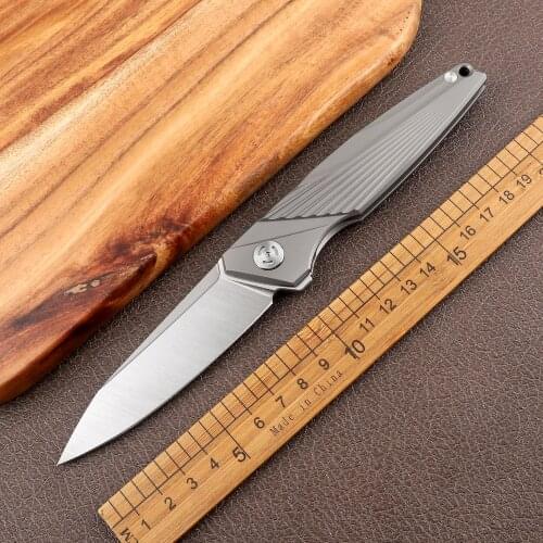 High hardness M390 blade pocket folding knife titanium alloy handle ceramic ball bearing sharp outdoor hunting self-defense tool