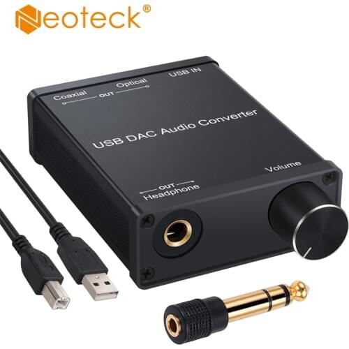Neoteck USB to Coaxial S/PDIF Converter Digital to Analog Signal with Headphone Amplifier USB Sound Card