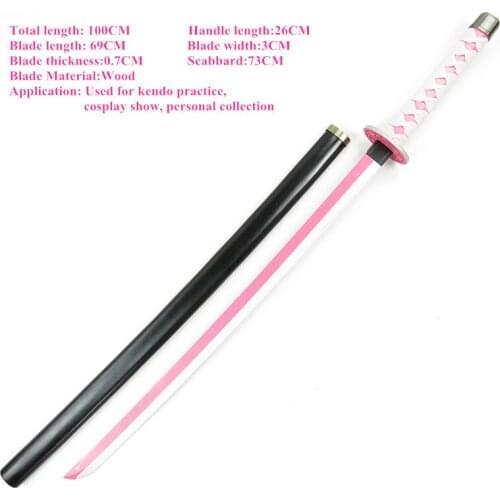 Anime Demon Slayer Kimetsu No Yaiba Tsuyuri Kanawo Tsuyuri Kanao Cosplay Props Wooden Sword Weapons Samurai Sword for Halloween