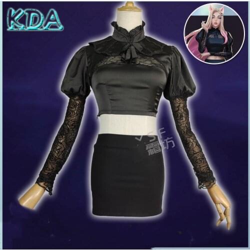 Game LOL KDA Ahri Cosplay Costume Black Uniform Outfit The Nine-Tailed Fox Cosplay Halloween Costumes for Women Fancy Dress