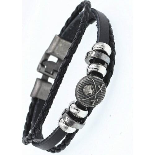 DGW Retro pirates Leather Bracelets Fashion Jewelry Leather Bracelet Men Wristband Bracelets For Women Best Gift Pulsera