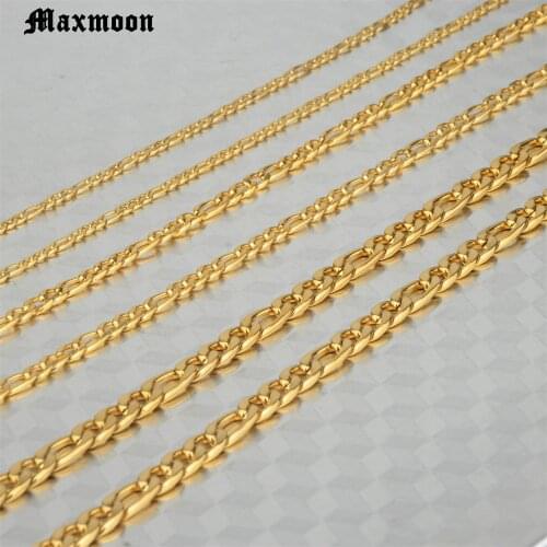 MAXMOON Classic NK Figaro Chain Men Necklace Stainless Steel Simple Gold Silver Color Link Chain Neckalce For Men Jewelry Gift