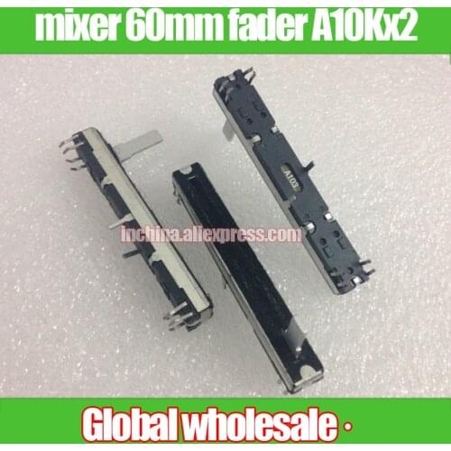 3pcs mixer total length 60mm straight sliding potentiometer A10K A103 / stereo fader A10Kx2 handle length 15MMC