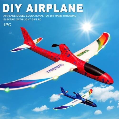 Airplane Model DIY Hand Throwing Gift Glider RC For Children Kids Educational Toy Capacitor Electric Foam Launch With Light