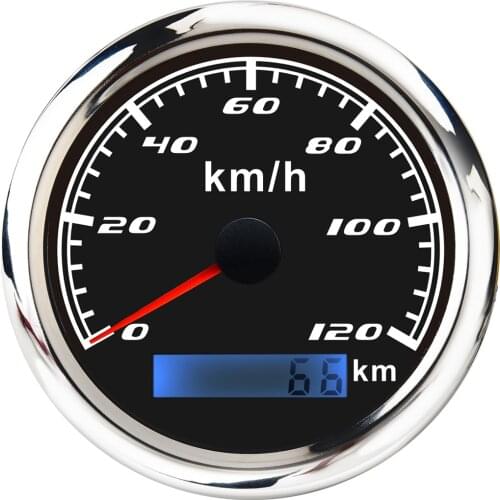 Marine Car Digital GPS Speedometer Gauge 0-120 km/h 85mm 316L Black