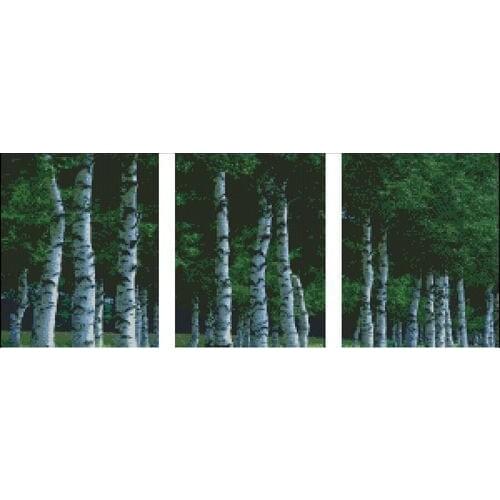 Top Quality lovely beautiful counted cross stitch kit Triptych birch tree forest triptich