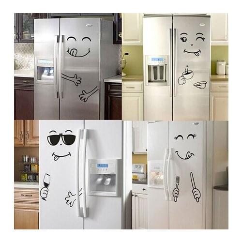 Smile Face Wall Sticker Happy Delicious Face Fridge Stickers Yummy for Food Furniture Decoration Art Poster DIY PVC