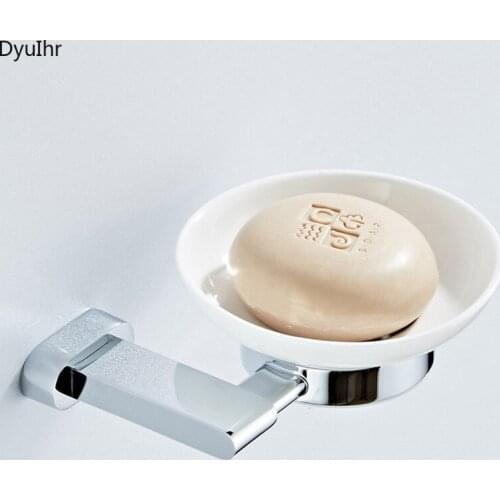 DyuIhrbathroom wall-mounted bright silver plated oblate storage brass soap box with round ceramic soap dish bathroom accessories