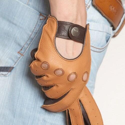 Genuine Leather Men Gloves High Quality Deerskin Glove Fashion Casual Business Male Real Leather Five Finger Gloves EM002W